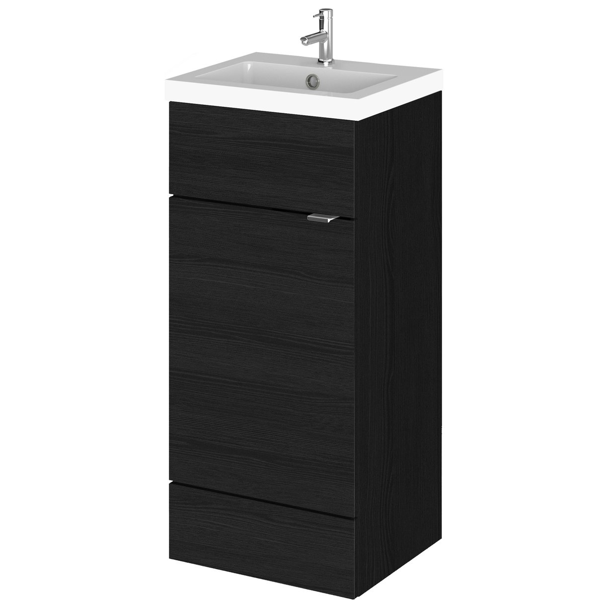 400Mm Fd Vanity Unit & Basin - Black Woodgrain