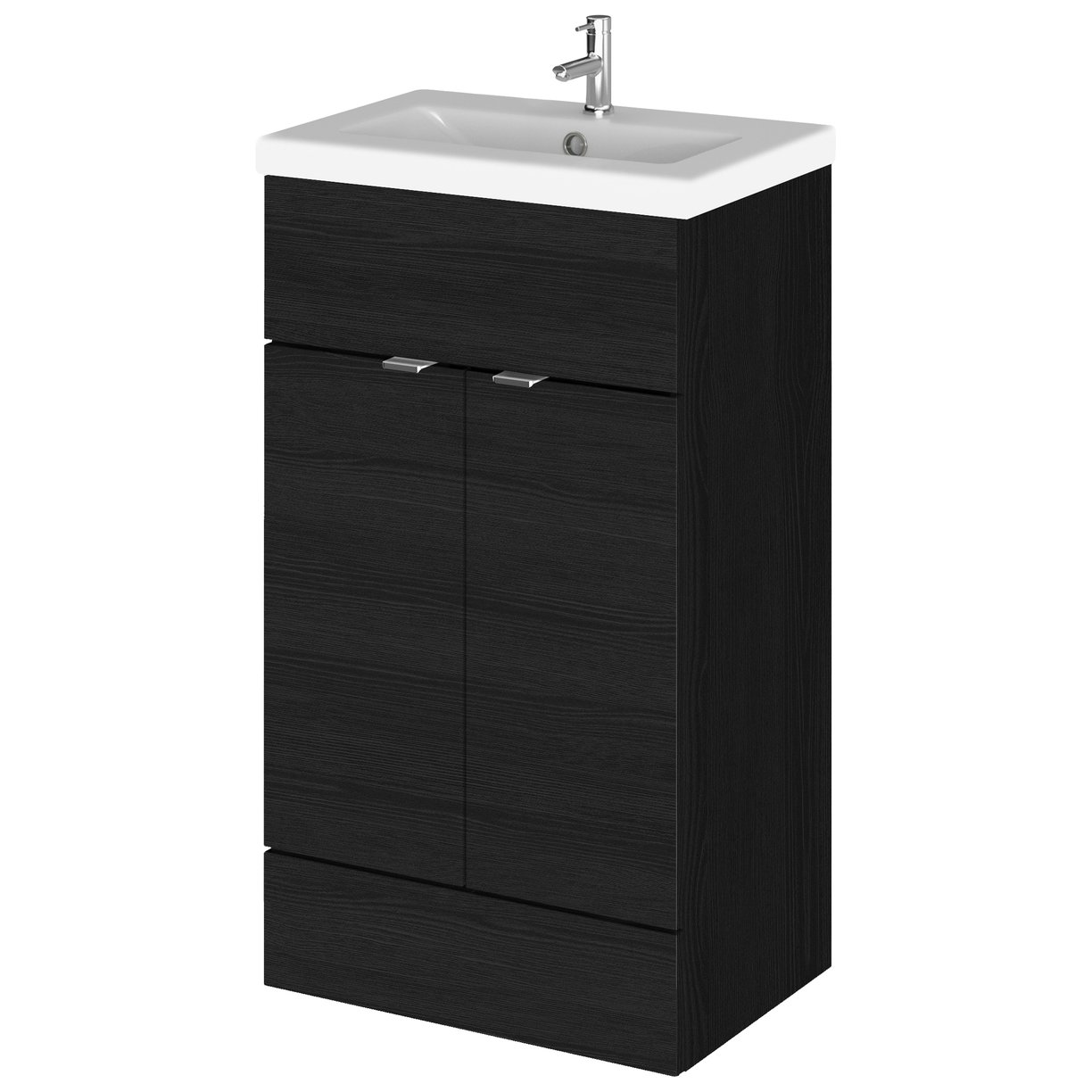500Mm Fd Vanity Unit & Basin - Black Woodgrain