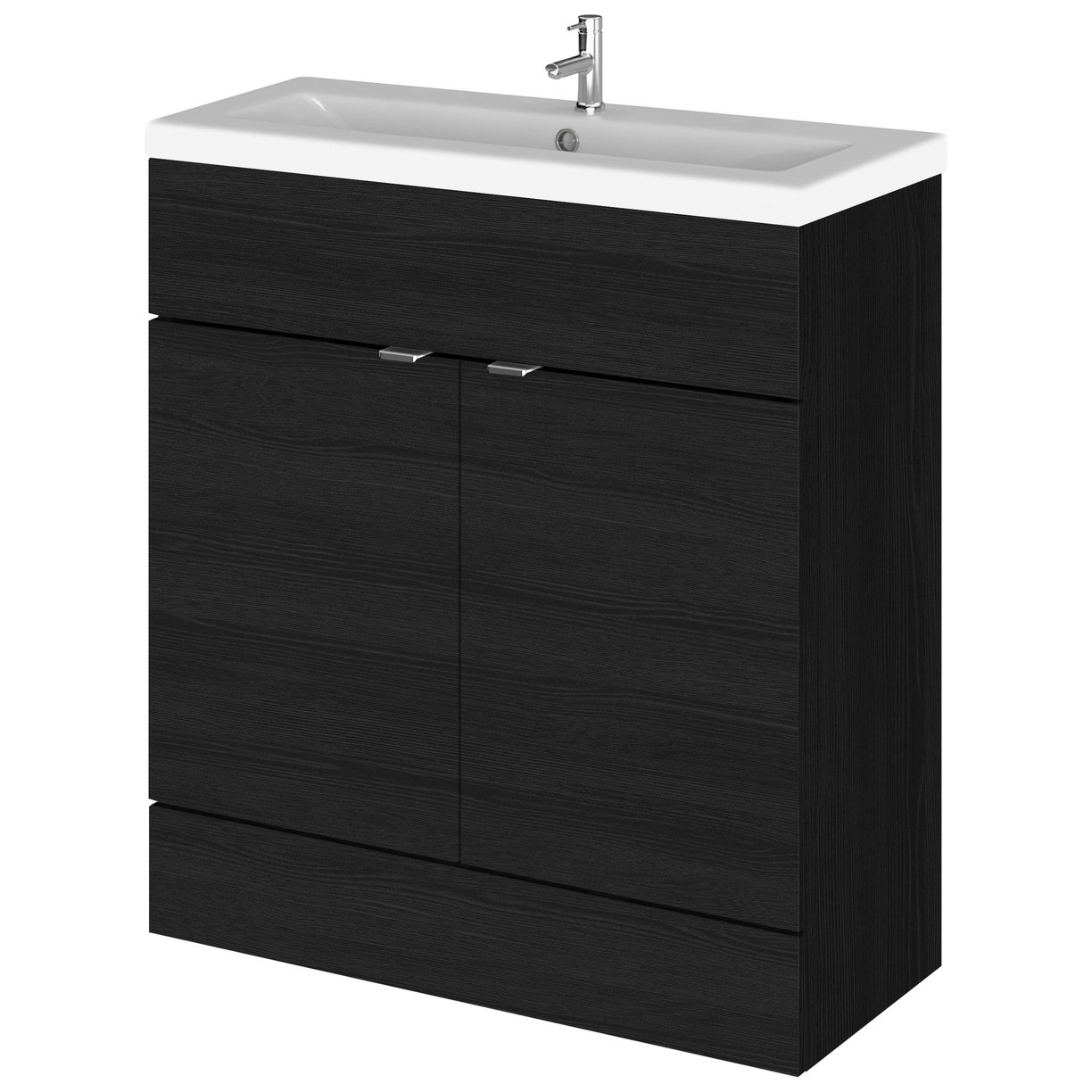 800Mm Fd Vanity Unit & Basin - Black Woodgrain