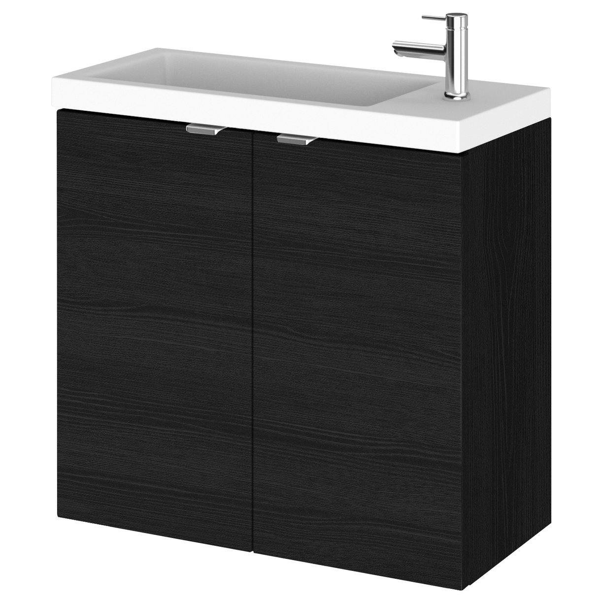 600Mm Vanity Unit & Basin - Black Woodgrain