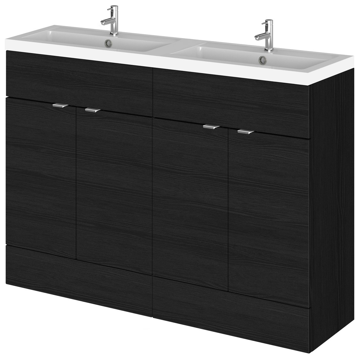 1200Mm Vanity Unit & Double Basin - Black Woodgrain