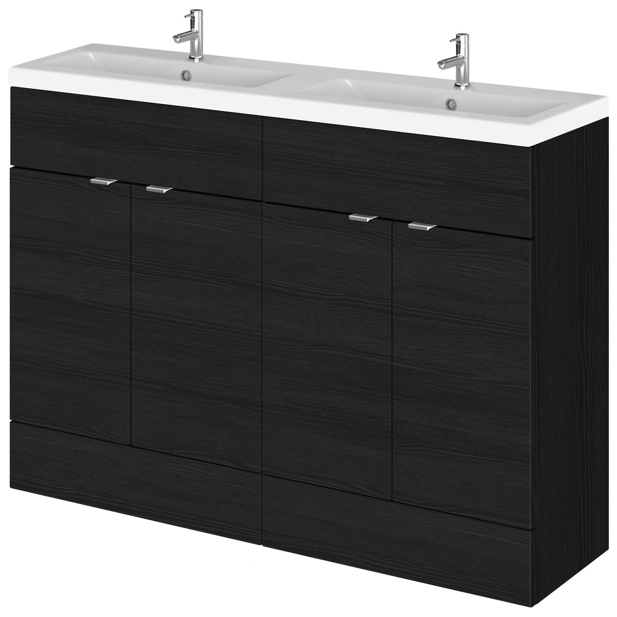 1200 Fs 4-Door Vanity W/Double Basin - Black Woodgrain