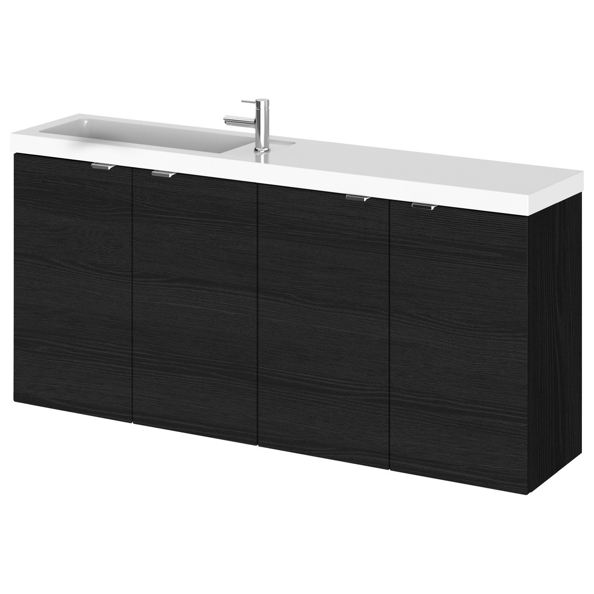 1200Mm Vanity Unit & Double Basin - Compact - Black Woodgrain