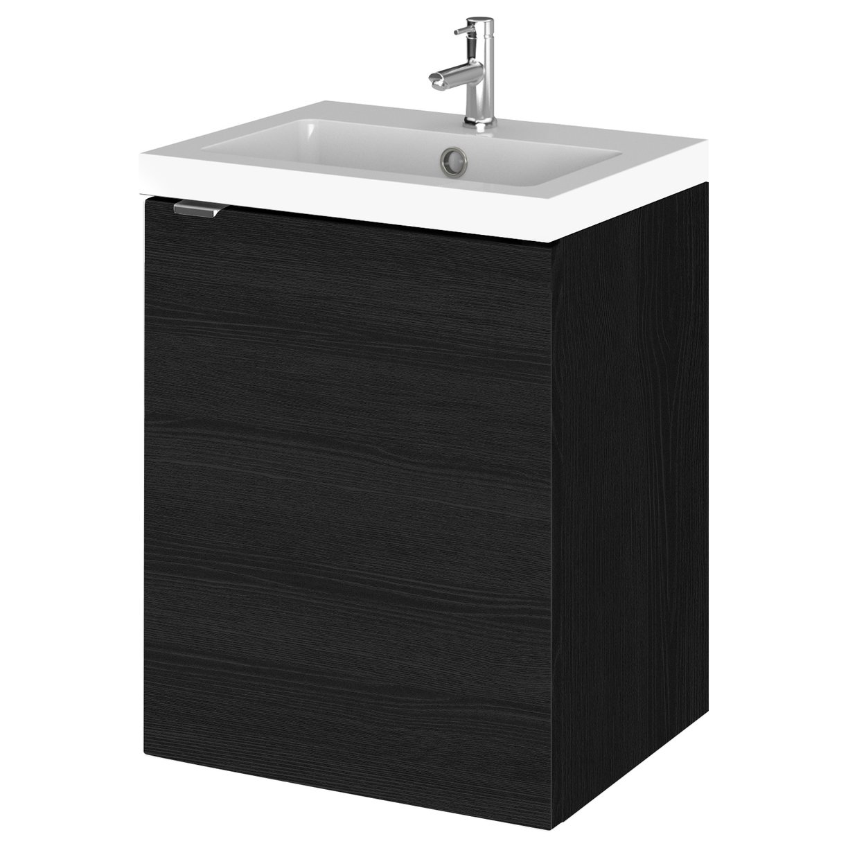 400Mm Vanity Unit & Basin - Black Woodgrain