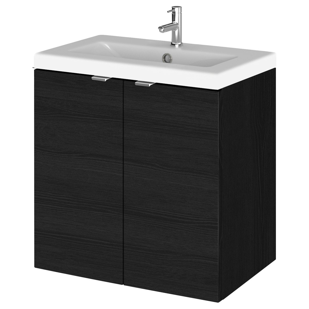 500 2-Door Wall Hung Unit & Basin - Black Woodgrain