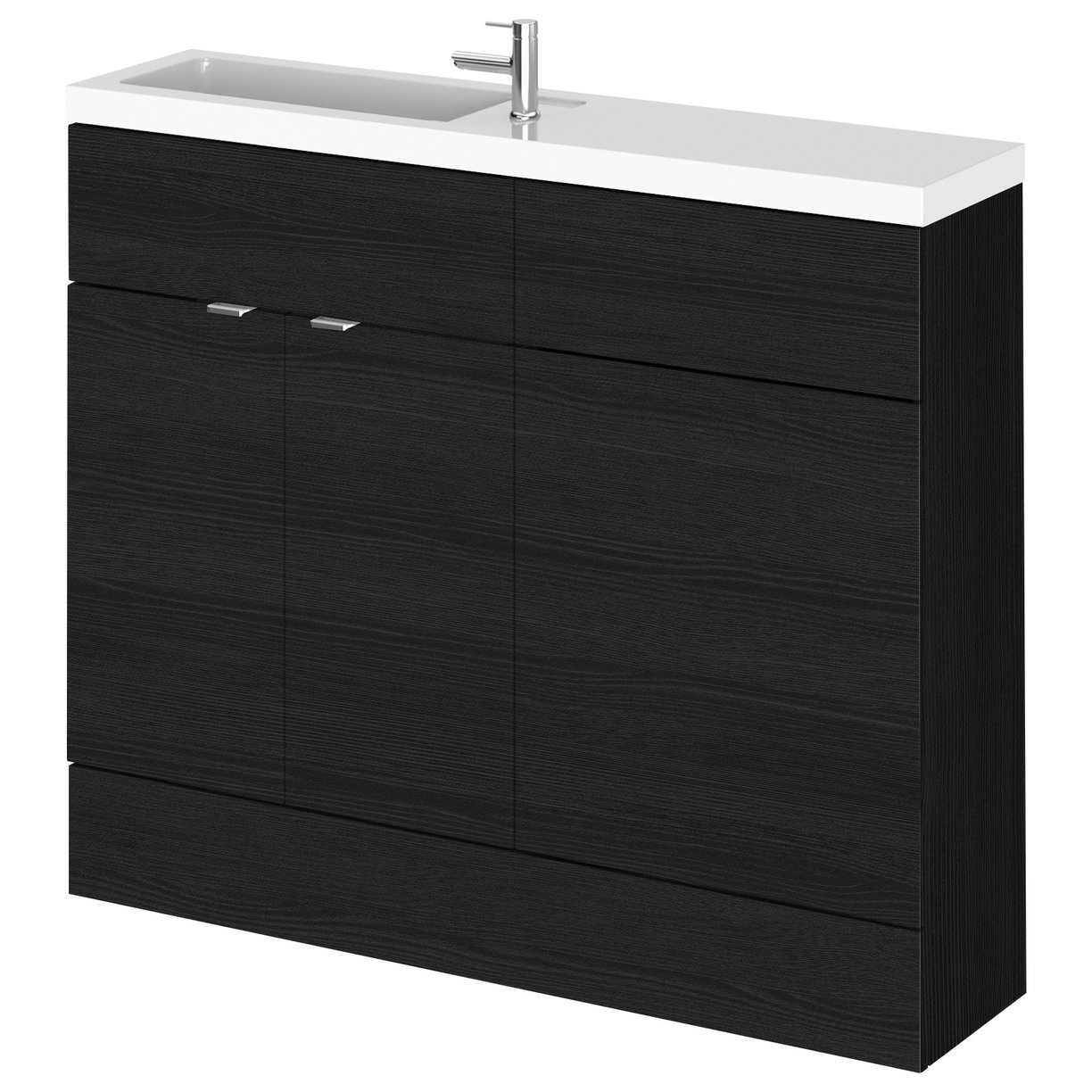 1000Mm Combination Vanity & Wc Compact - Black Woodgrain