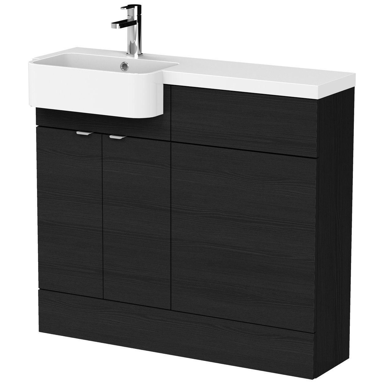 1000 Semi Recess Combi Vanity & Wc Lh - Black Woodgrain