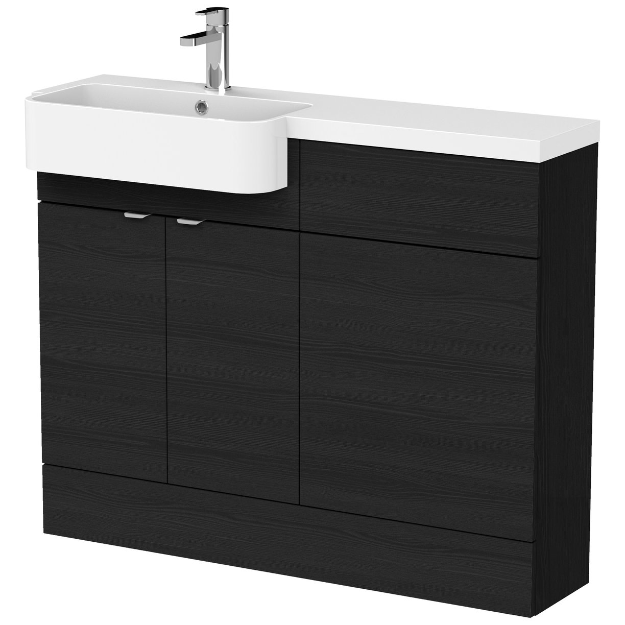 1100 Semi Recess Combi Vanity & Wc Lh - Black Woodgrain