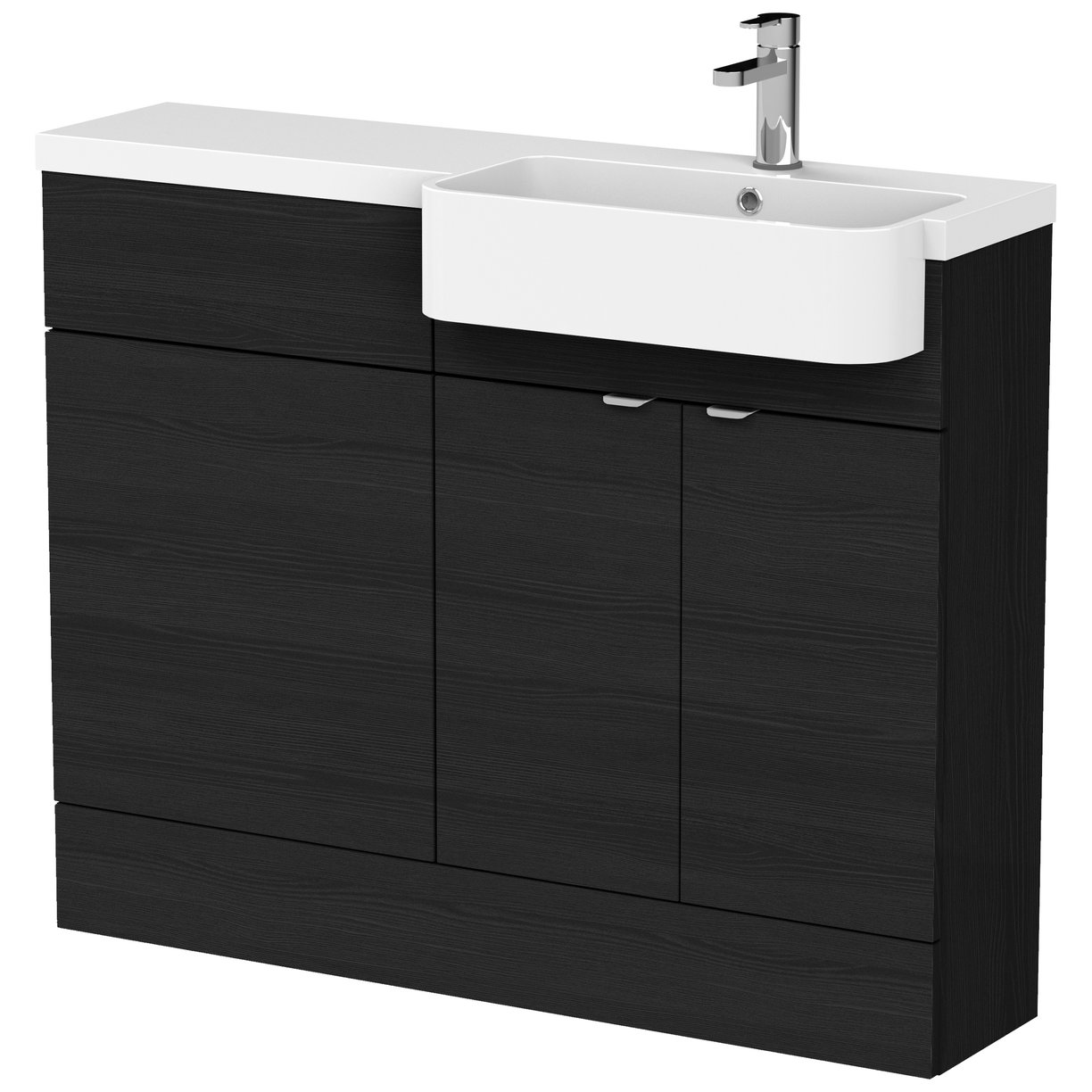 1100 Semi Recess Combi Vanity & Wc Rh - Black Woodgrain