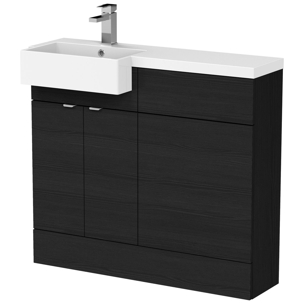 1000 Semi Recess Combi Vanity & Wc Lh - Black Woodgrain