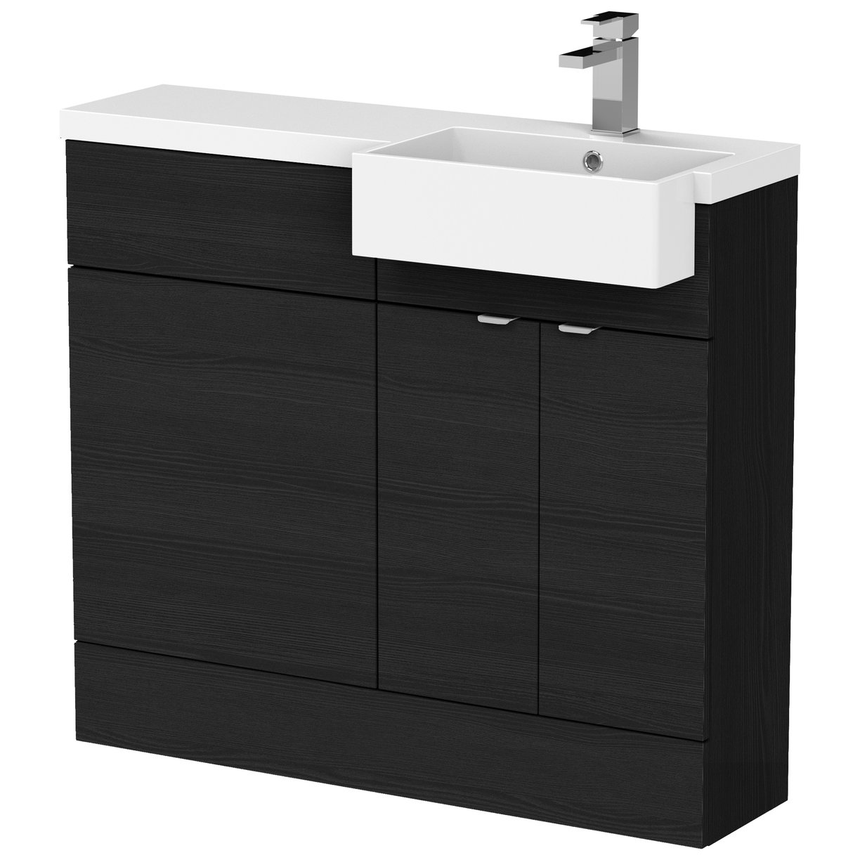 1000 Semi Recess Combi Vanity & Wc Rh - Black Woodgrain