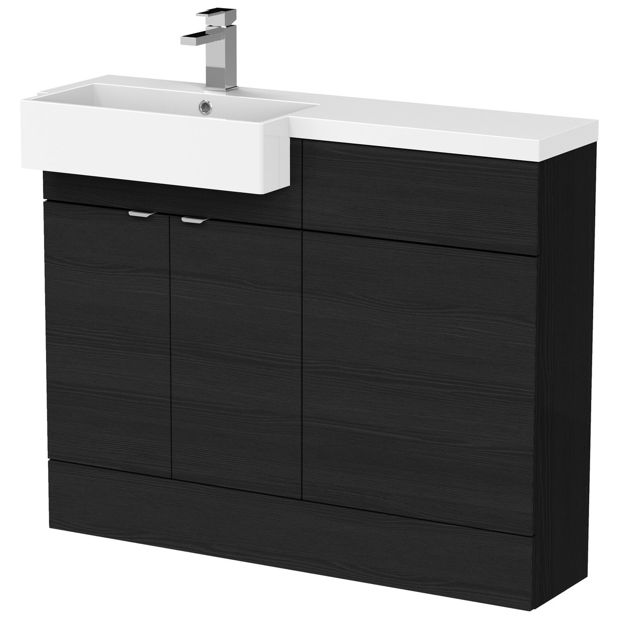 1100 Semi Recess Combi Vanity & Wc Lh - Black Woodgrain