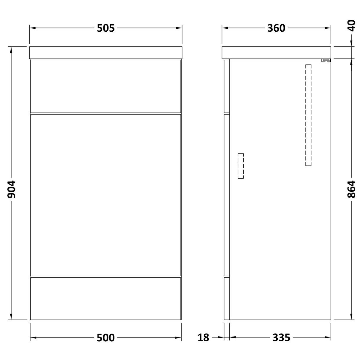 500Mm Fd Wc Unit & Polymarble Top - Gloss Grey