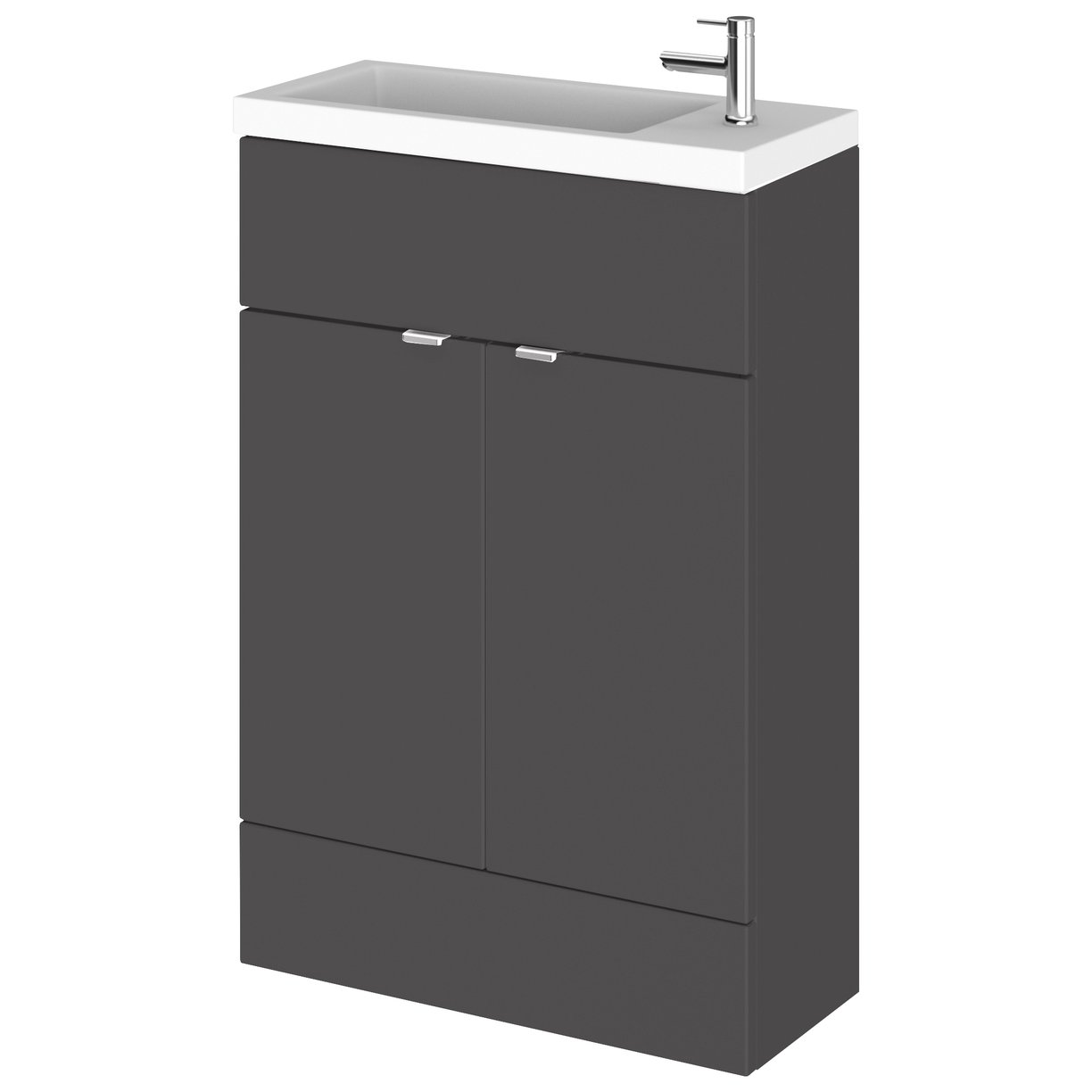 600Mm Compact Vanity Unit & Basin - Gloss Grey