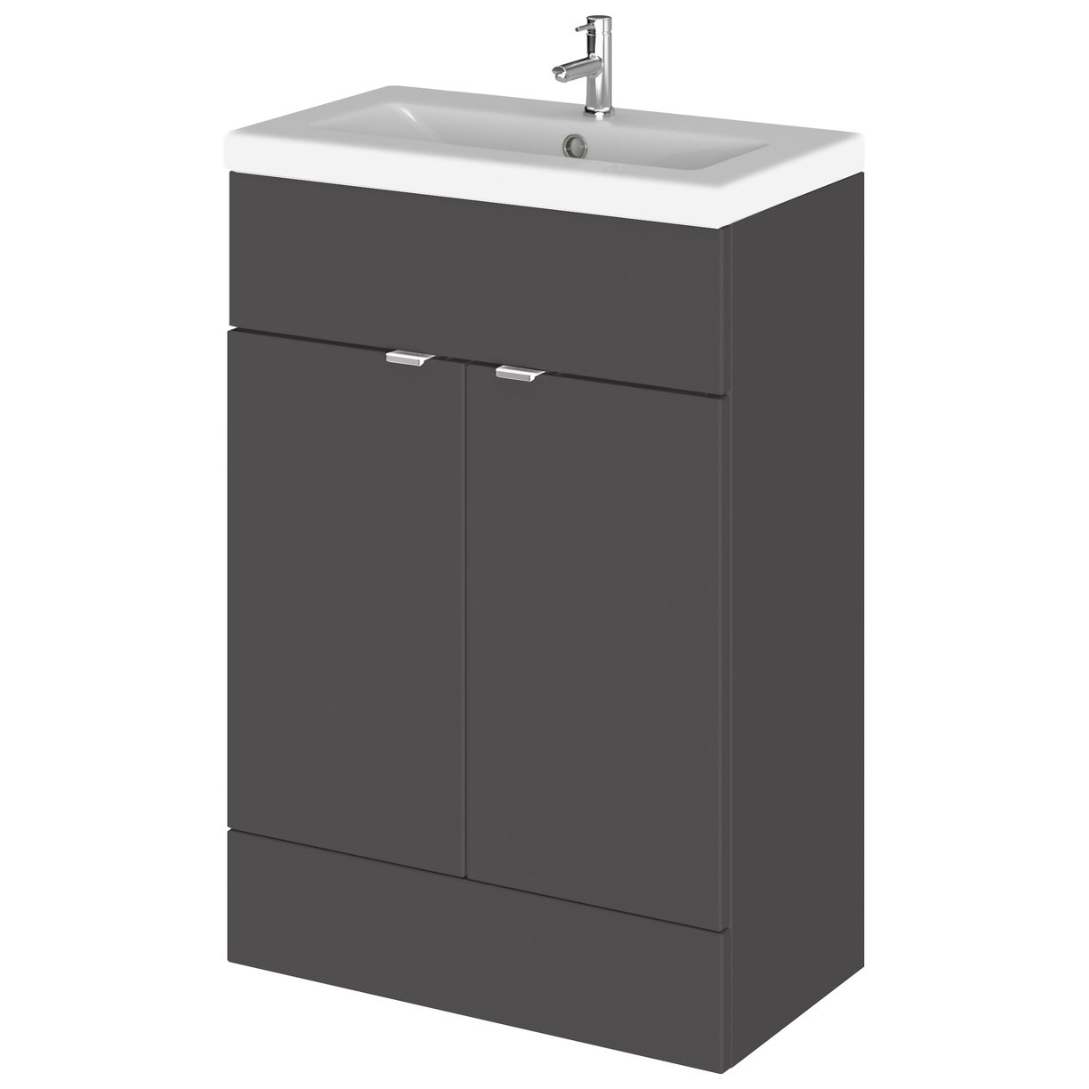 600Mm Fd Vanity Unit & Basin - Gloss Grey