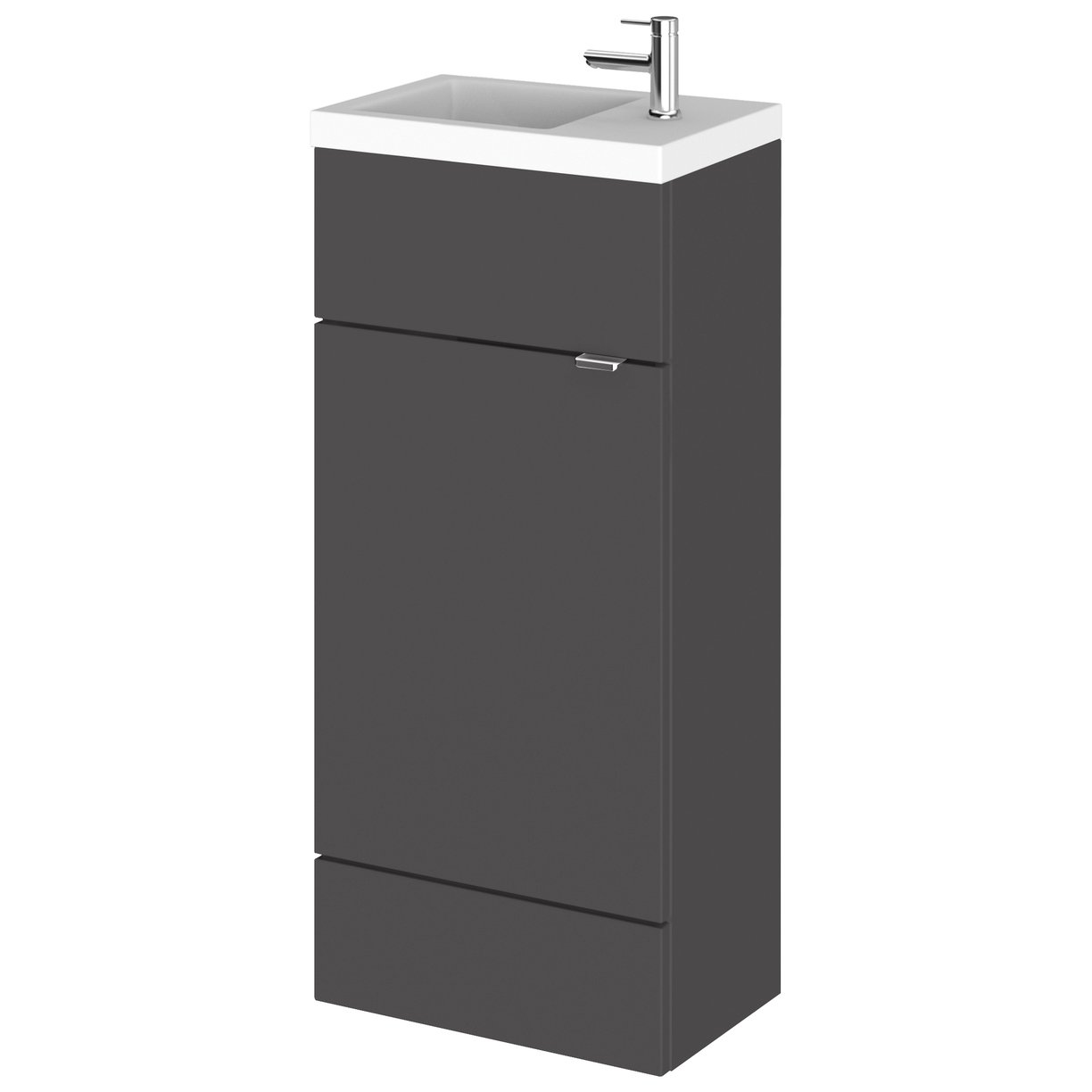 400Mm Compact Vanity Unit & Basin - Gloss Grey