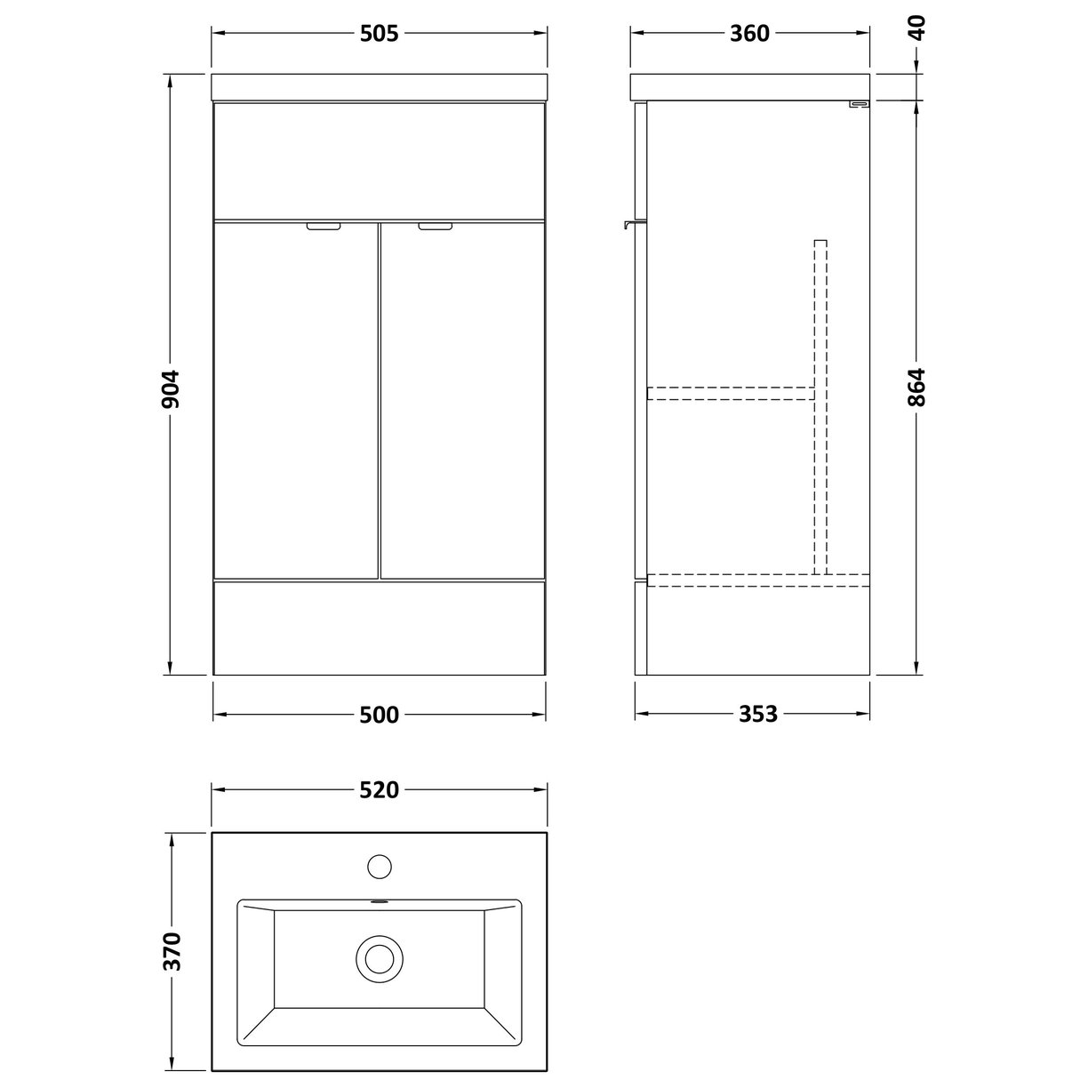 500Mm Fd Vanity Unit & Basin - Gloss Grey