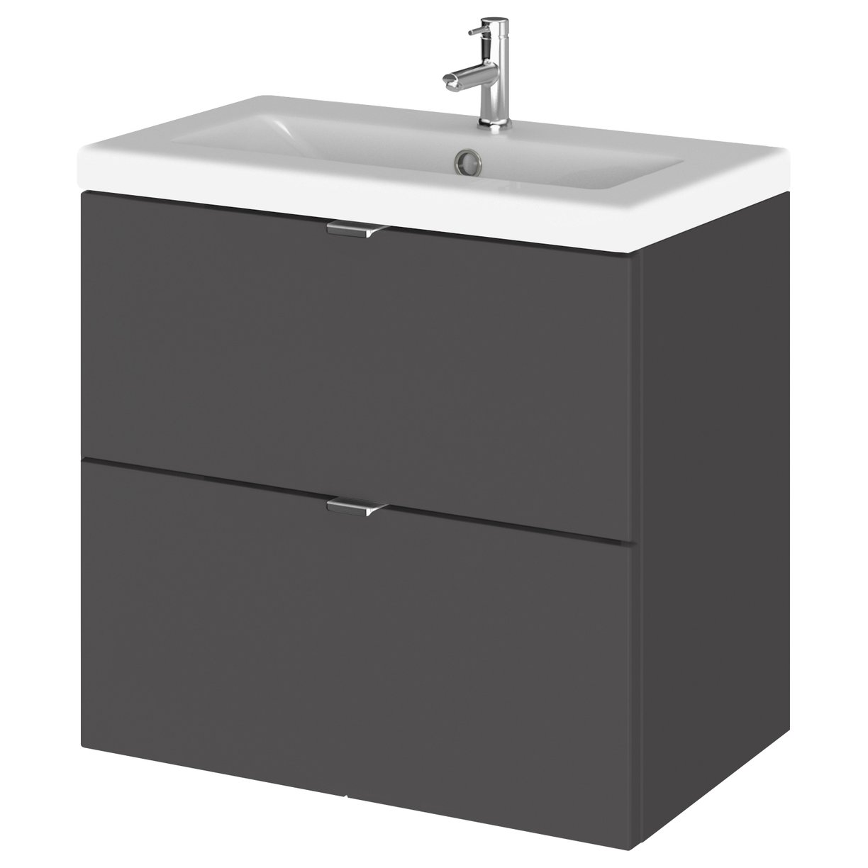 600 Wall Hung 2-Drawer Unit & Basin - Gloss Grey