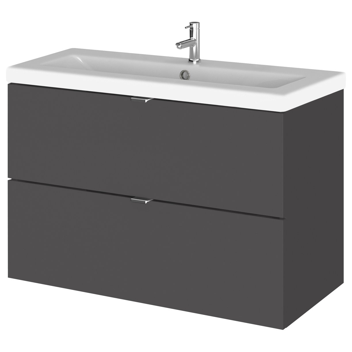 800 Wall Hung 2-Drawer Unit & Basin - Gloss Grey