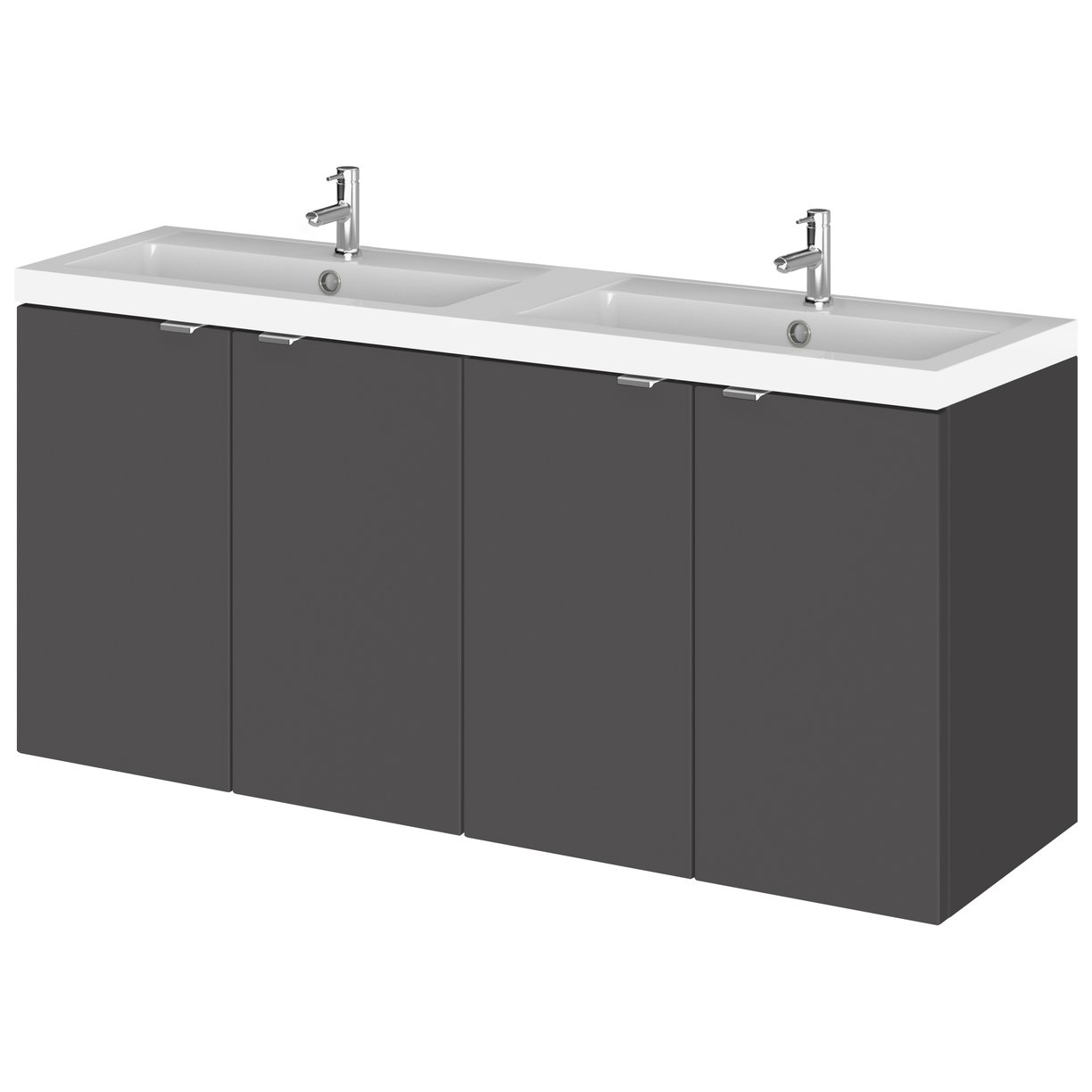 1200Mm Vanity Unit & Double Basin - Gloss Grey