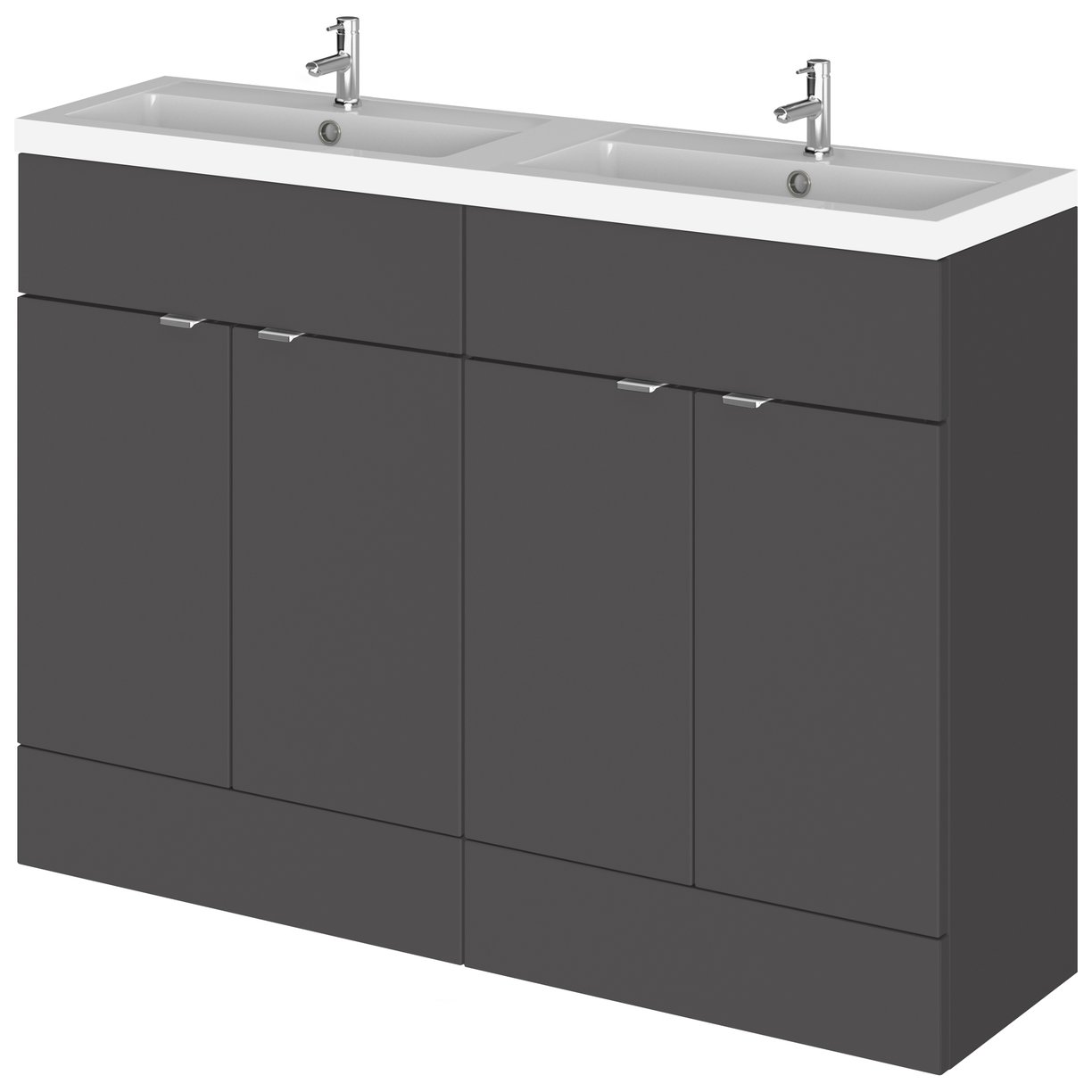 1200Mm Vanity Unit & Double Basin - Gloss Grey