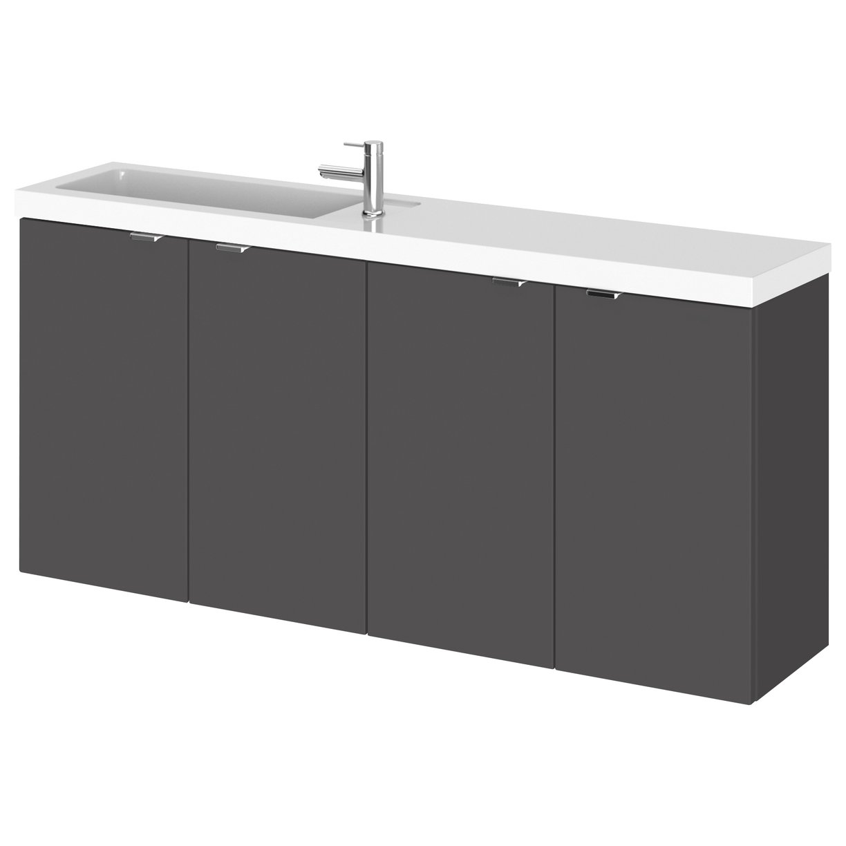 1200Mm Vanity Unit & Double Basin - Compact - Gloss Grey