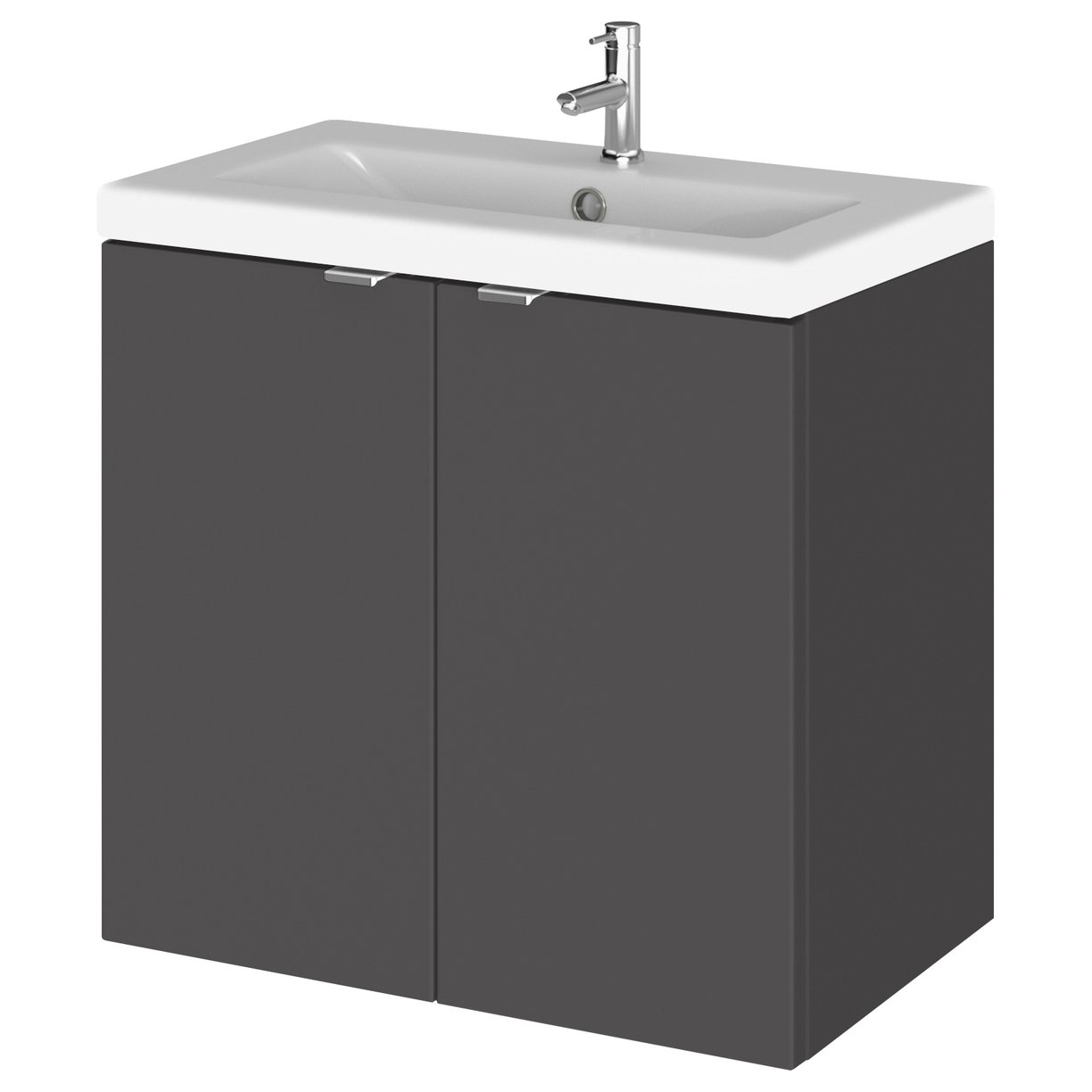 600 2-Door Wall Hung Unit & Basin - Gloss Grey