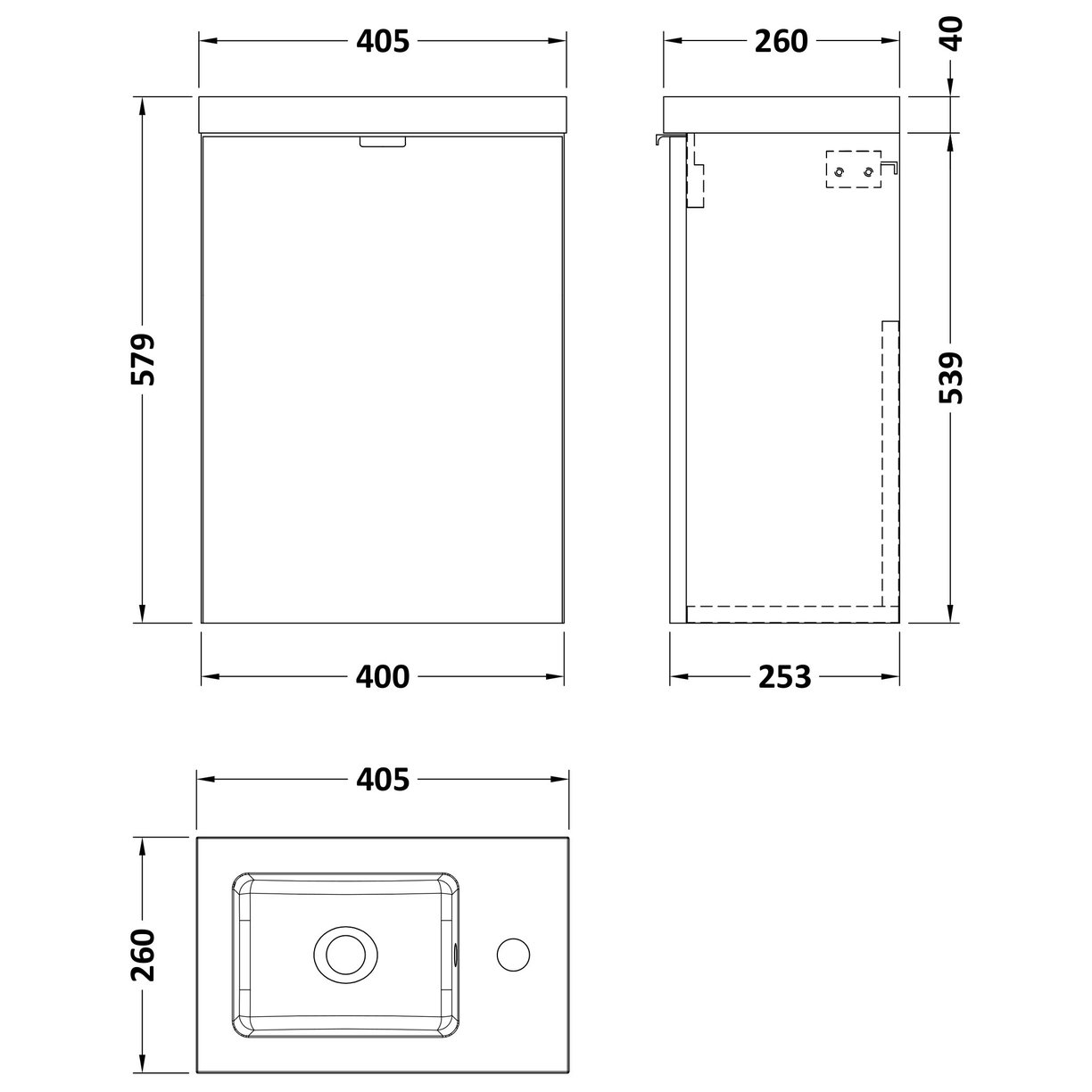 400Mm Vanity Unit & Basin - Gloss Grey