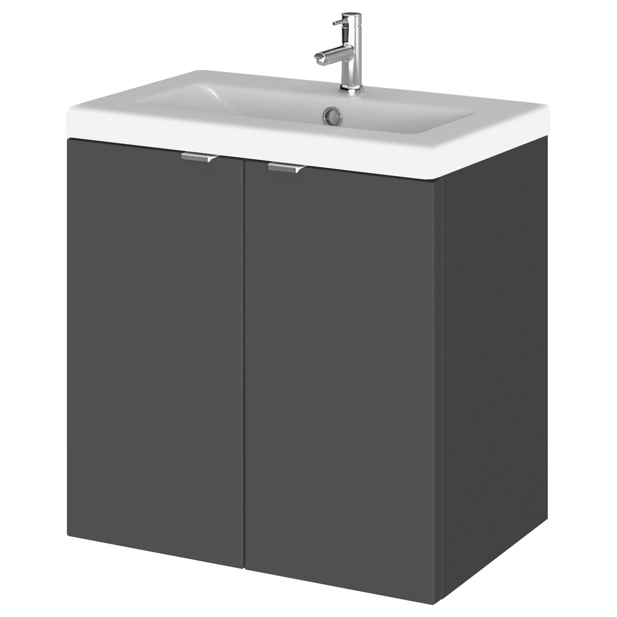500 2-Door Wall Hung Unit & Basin - Gloss Grey