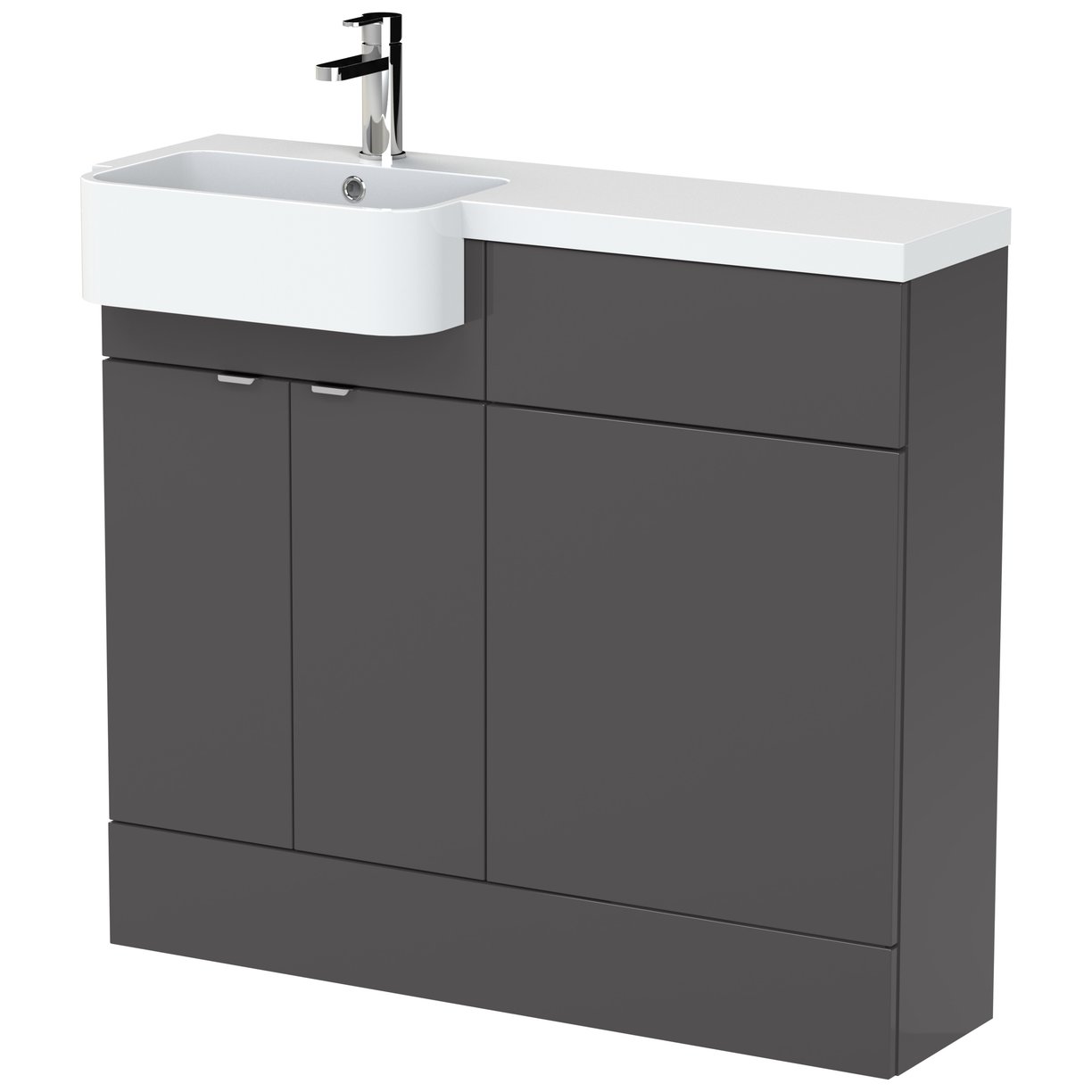 1000 Semi Recess Combi Vanity & Wc Lh - Gloss Grey