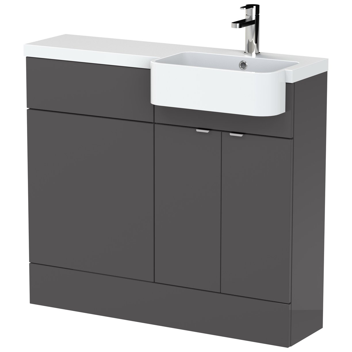 1000 Semi Recess Combi Vanity & Wc Rh - Gloss Grey