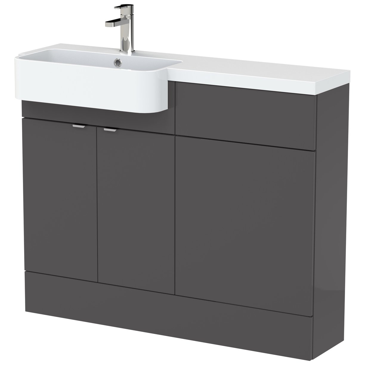 1100 Semi Recess Combi Vanity & Wc Lh - Gloss Grey
