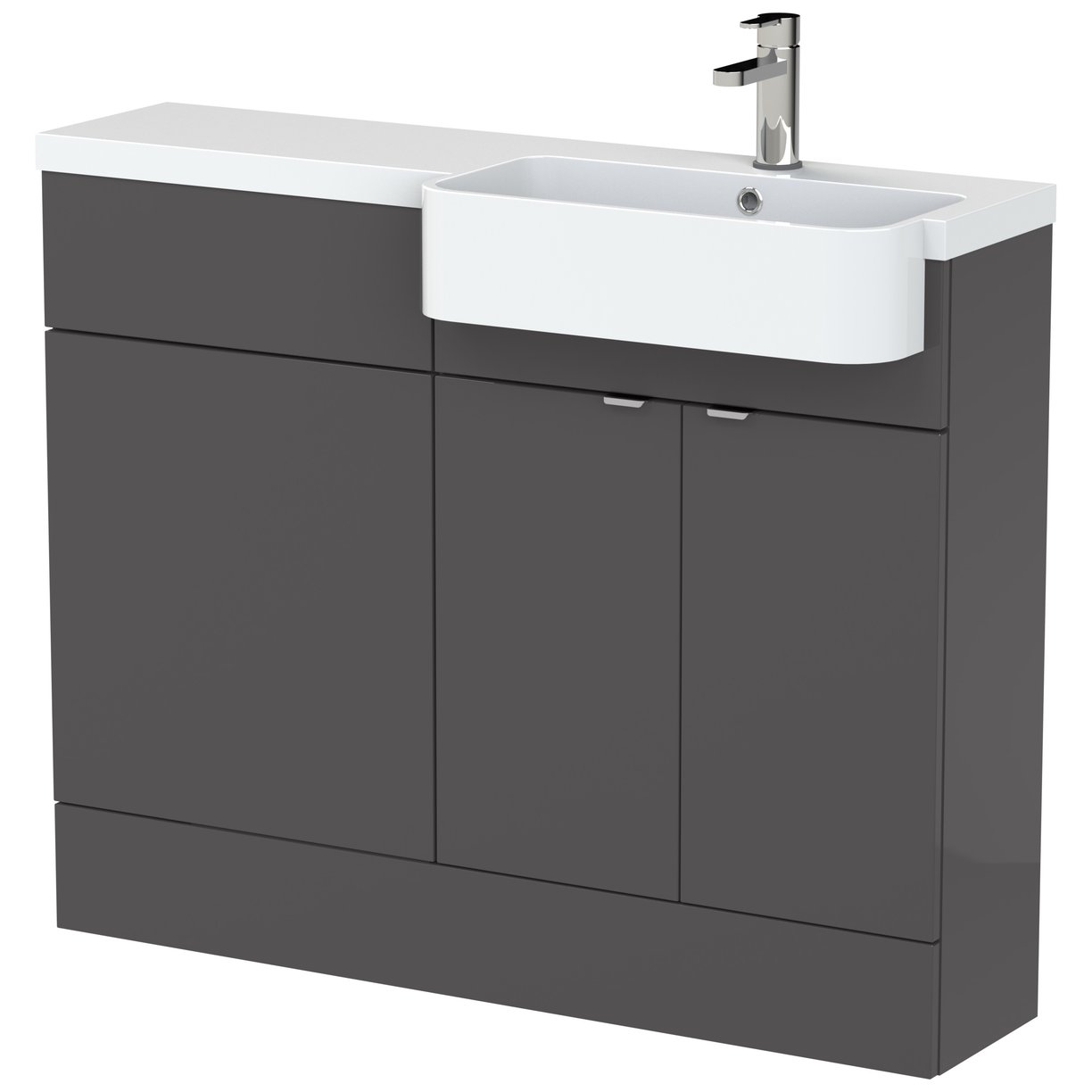 1100 Semi Recess Combi Vanity & Wc Rh - Gloss Grey