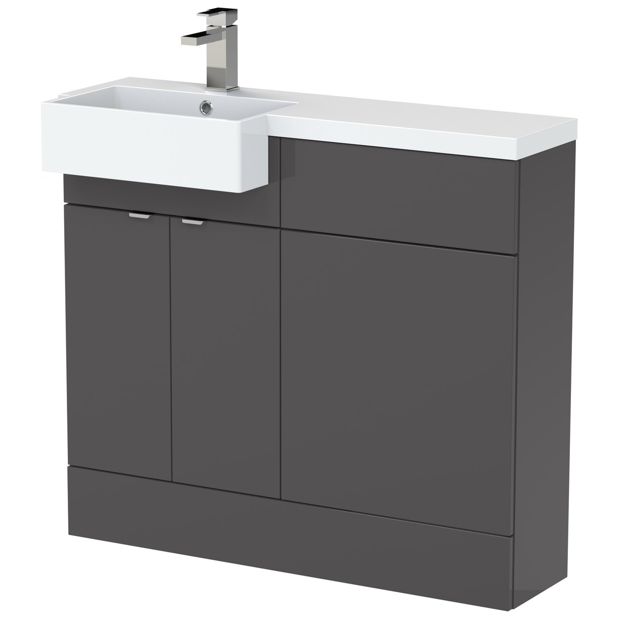 1000 Semi Recess Combi Vanity & Wc Lh - Gloss Grey