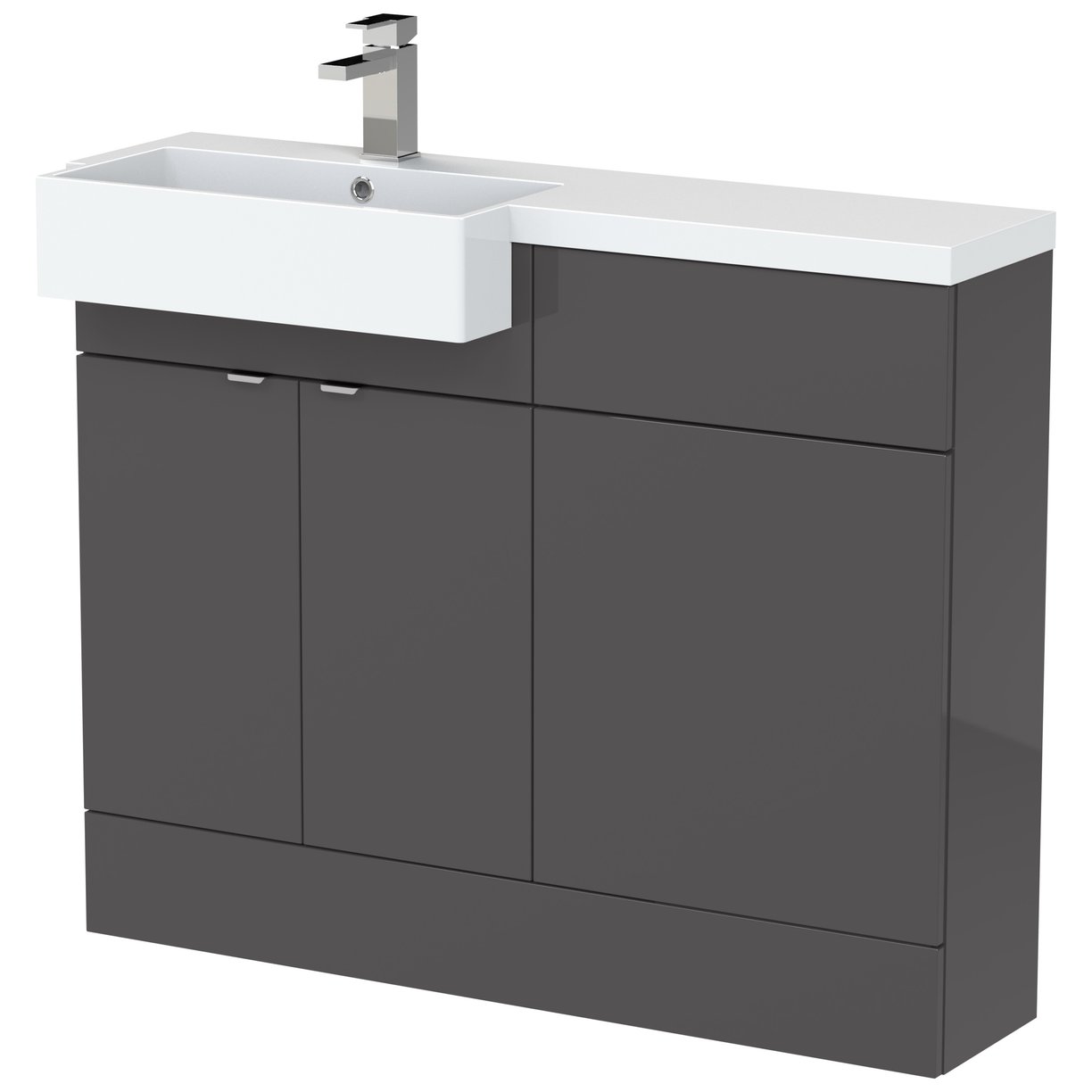 1100 Semi Recess Combi Vanity & Wc Lh - Gloss Grey