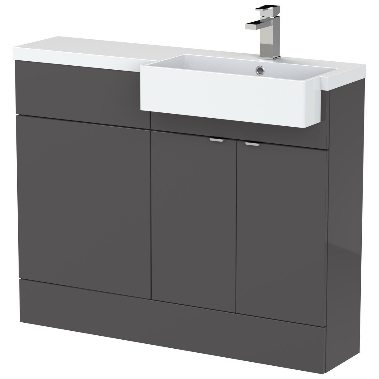 1100 Semi Recess Combi Vanity & Wc Rh - Gloss Grey