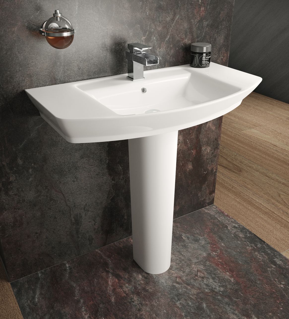 Maya 850Mm Basin & Pedestal - White