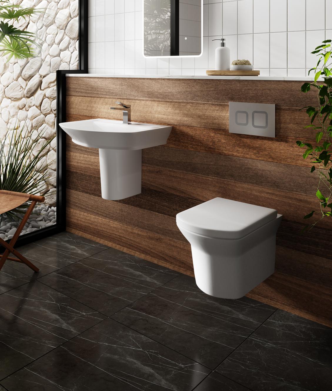 Maya 650Mm Basin & Semi Pedestal - White