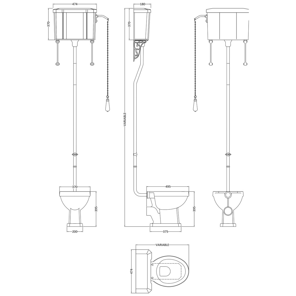 Richmond High Level Wc And Flush Pipe - White