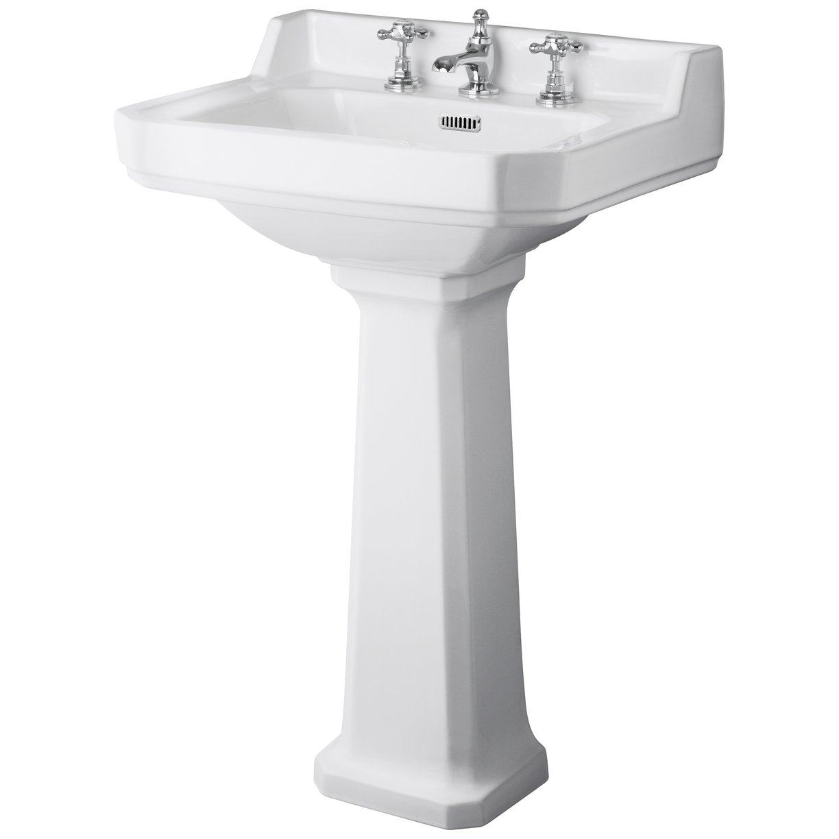 600Mm Basin & Pedestal (3 Tap Hole) - White