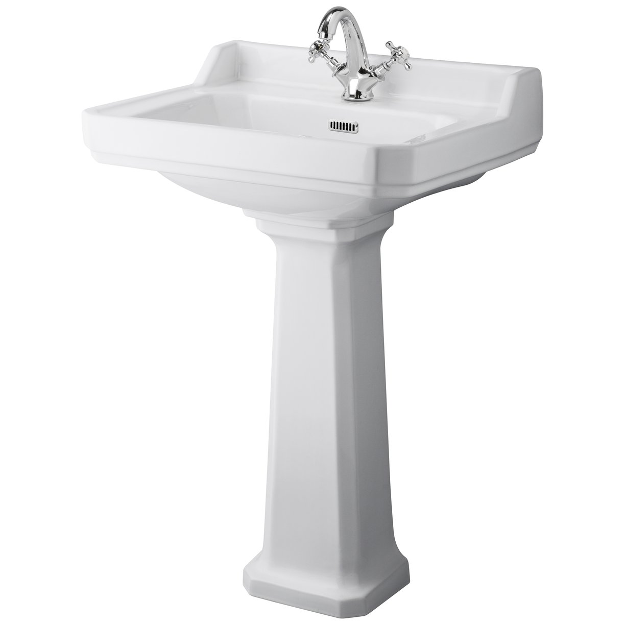 600Mm 1Th Basin & Comfort Height Ped - White