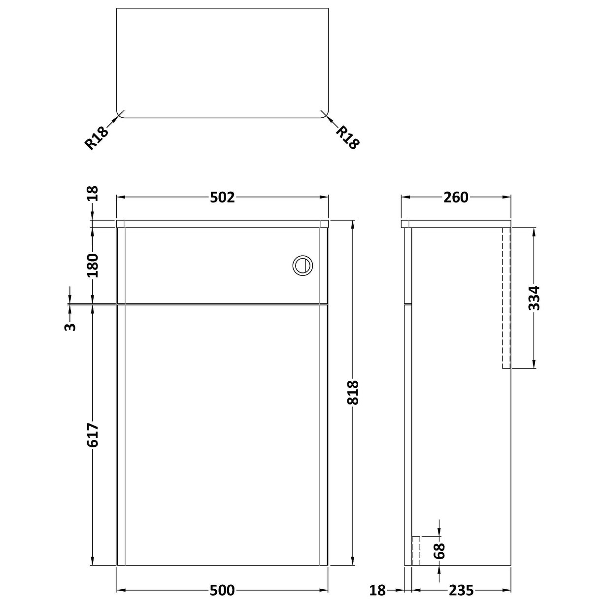 500mm WC Unit - Satin White