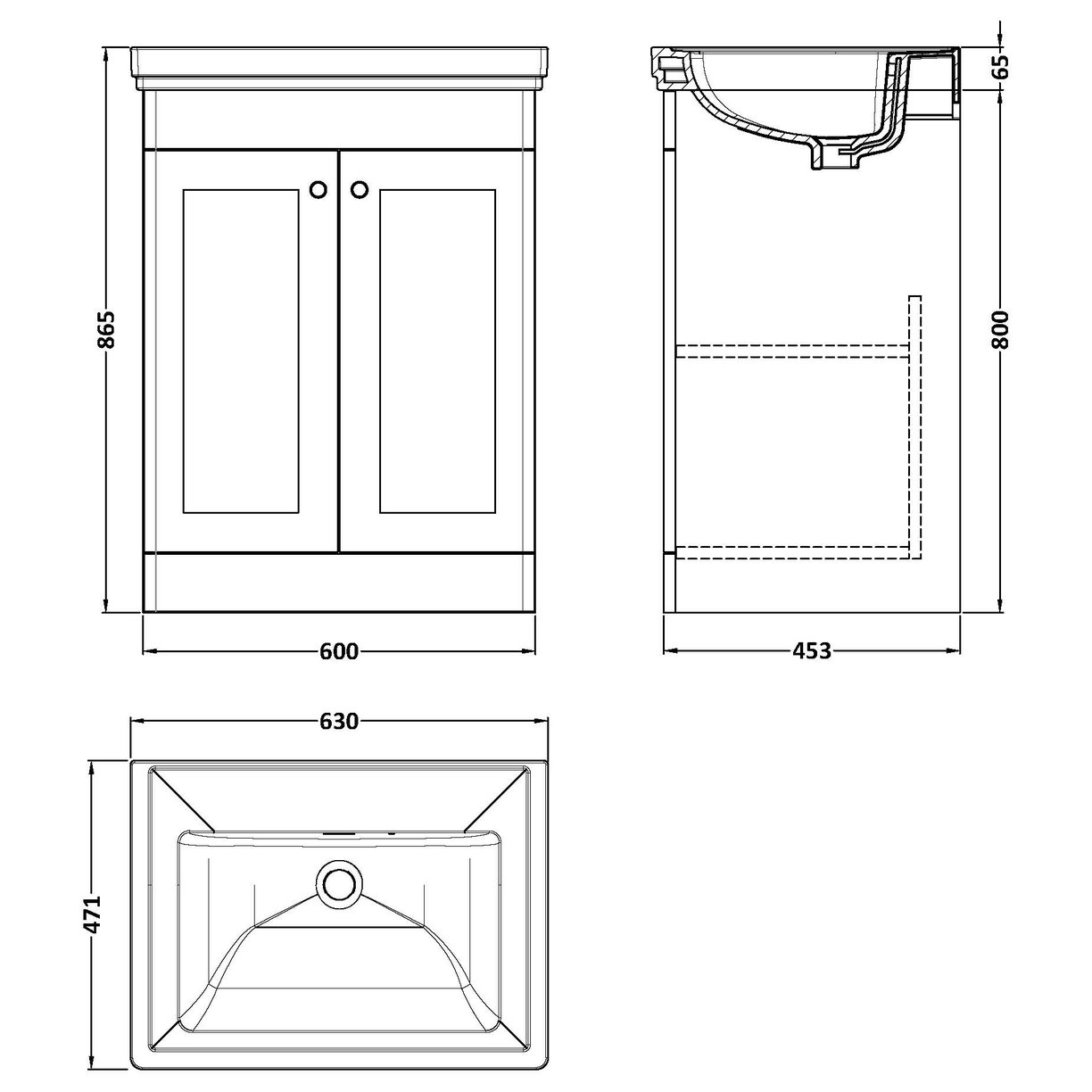 600 F/S 2-Door Unit & Basin 0TH