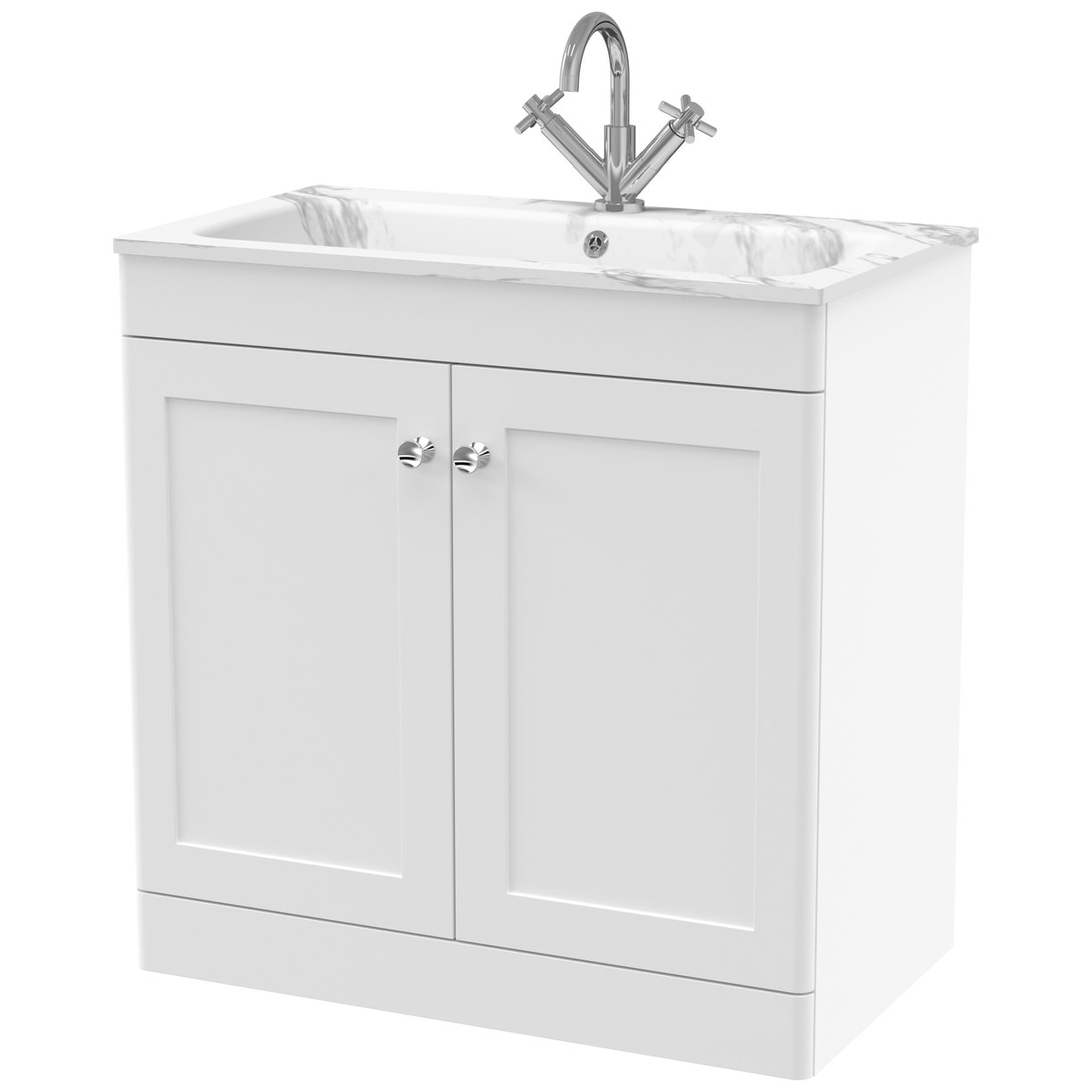 800mm Floor Standing 2-Door  Unit & Stone Basin 1TH