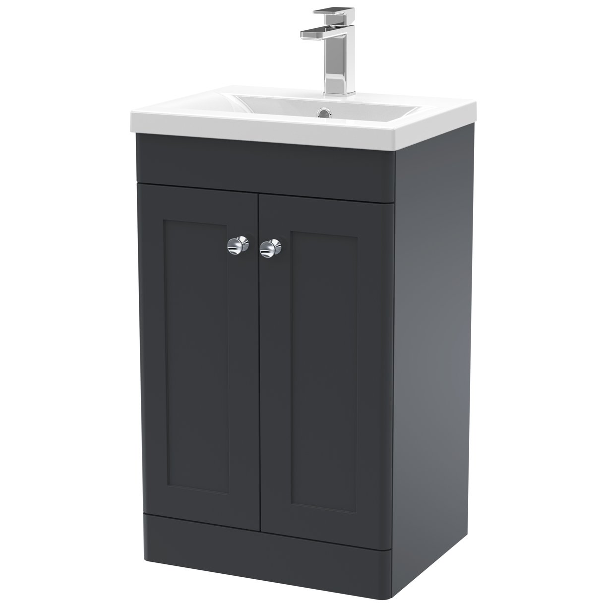 500mm F/S 2-Door Unit & Mid-Edged Basin - Satin Soft Black