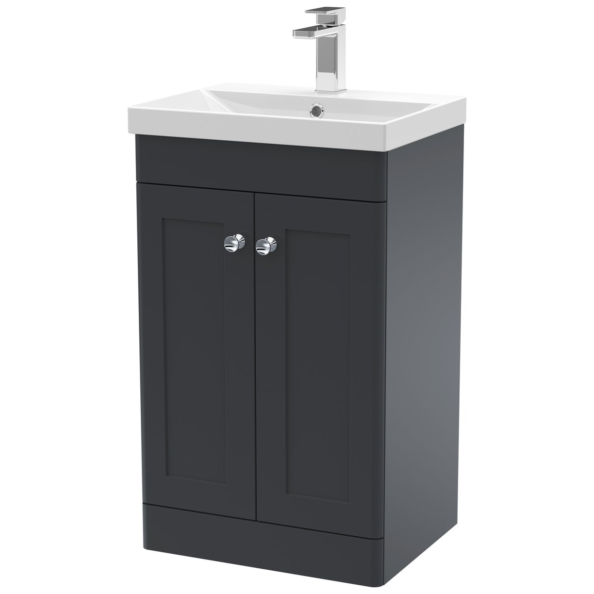500mm F/S 2-Door Unit & Mid-Edged Basin - Satin Soft Black