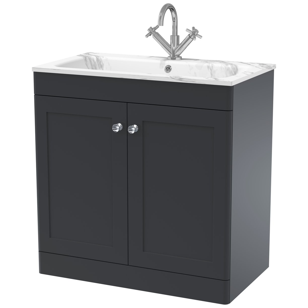 800mm Floor Standing 2-Door  Unit & Stone Basin 1TH