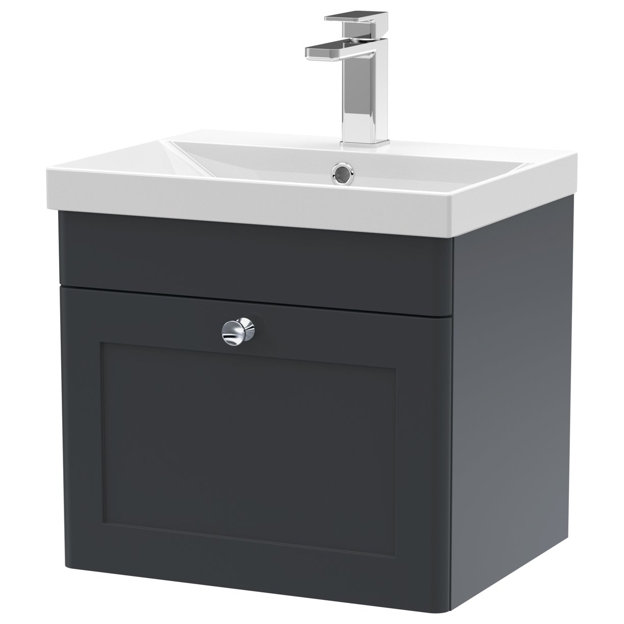 500mm W/H 1-Drawer Unit & Mid-Edged Basin - Satin Soft Black