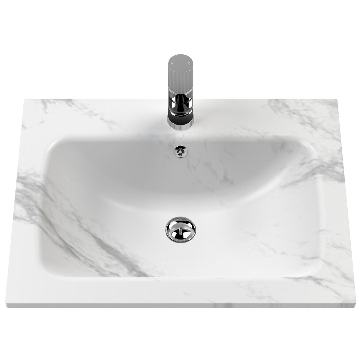 600mm Wall Hung 1-Drawer Unit & Stone Basin 1TH