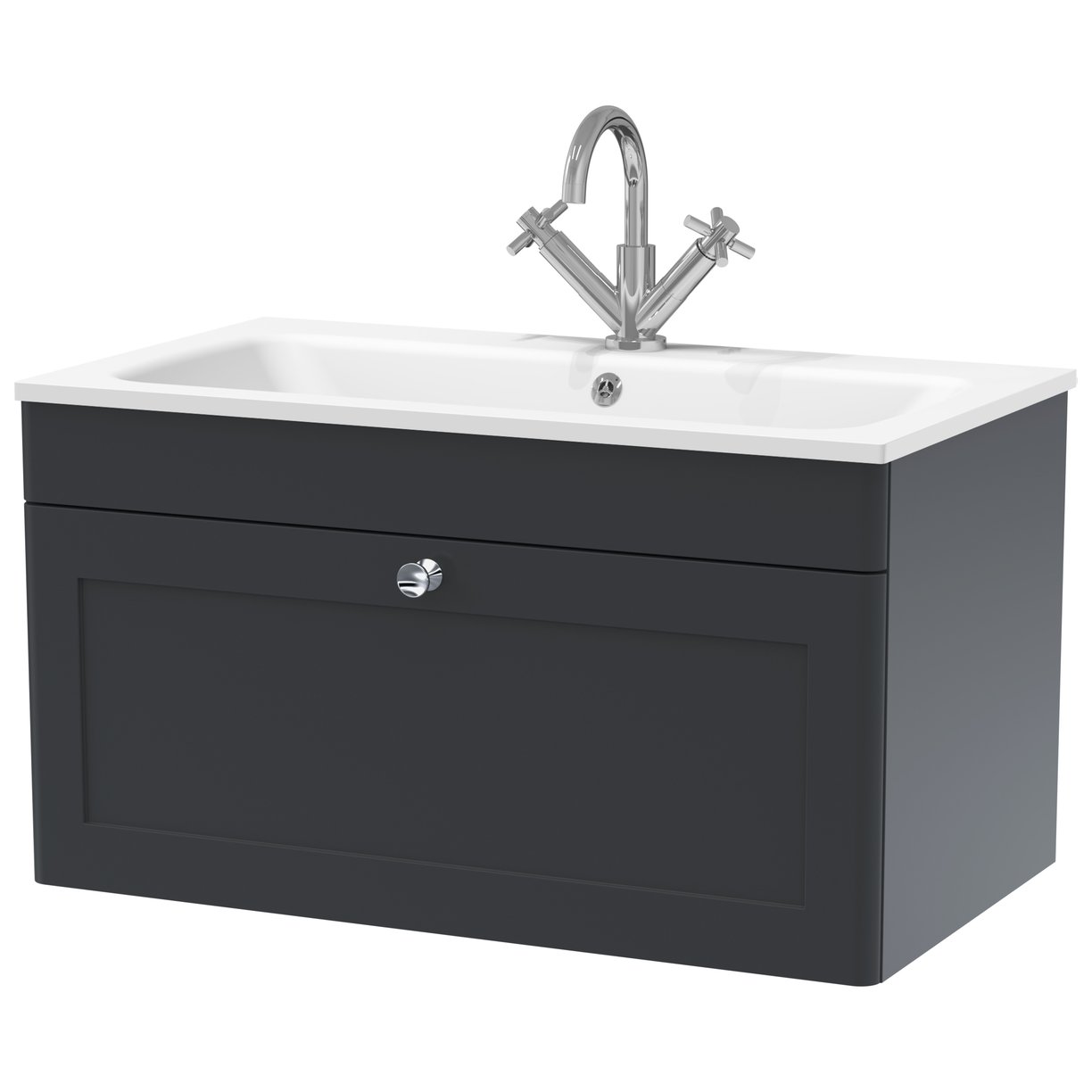 800mm Wall Hung 1-Drawer Unit & Stone Basin 1TH